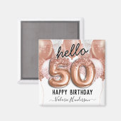 hallo 50 roze Glitter Birthday-ballonnen Magneet (Voorkant / Achterkant)