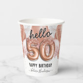 hallo 50 roze Glitter Birthday-ballonnen Papieren Bekers (Voorkant)