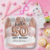 hallo 50 roze Glitter Birthday-ballonnen Papieren Bordje (Feest)