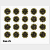 Hallo 50 Verjaardag Zwart Goud Glitter Ronde Sticker (Vel)