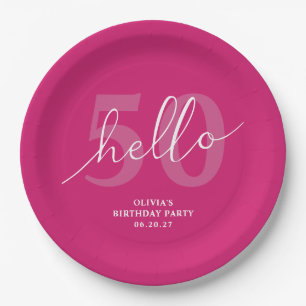 Hallo 50 Vet Hot Roze 50ste Verjaardag Custom Papieren Bordje