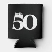 Hallo 50 Vet Modern Zwart-wit Verjaardag Blikjeskoeler (Voorkant)