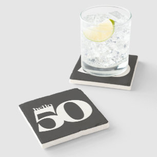 Hallo 50 Vet Modern Zwart-wit Verjaardag Stenen Onderzetter