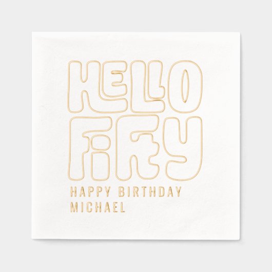 Hallo 50 Vijftigste 50ste verjaardag gepersonalise Folie Servetten (Voorkant)
