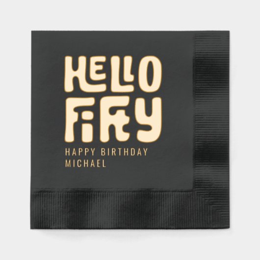 Hallo 50 Vijftigste 50ste verjaardag gepersonalise Folie Servetten (Voorkant)