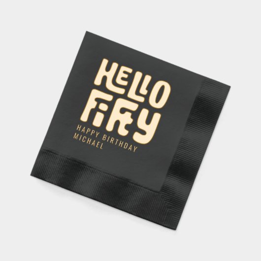 Hallo 50 Vijftigste 50ste verjaardag gepersonalise Folie Servetten (Links)