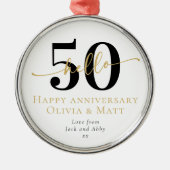 Hallo 50 Vijftigste Jubileum Cadeaumijlpaal Metalen Ornament (Voorkant)