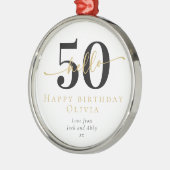 Hallo 50 Vijftigste Verjaardag Cadeau Mijlpaal Metalen Ornament (Links)