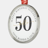 Hallo 50 Vijftigste Verjaardag Cadeau Mijlpaal Metalen Ornament (Links)