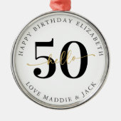 Hallo 50 Vijftigste Verjaardag Cadeau Mijlpaal Metalen Ornament (Voorkant)