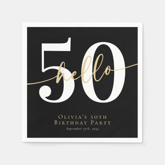 Hallo 50 Vijftigste verjaardag Servet (Voorkant)