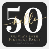 Hallo 50 Vijftigste verjaardag Vierkante Sticker (Voorkant)