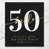 Hallo 50 Vijftigste verjaardag Wijn Etiket (Enkel label)