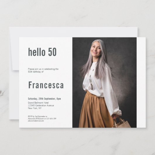 hallo 50e verjaardag aangepaste foto kaart (Voorkant)