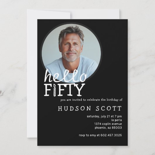 hallo 50e verjaardag partij kaart (Voorkant)