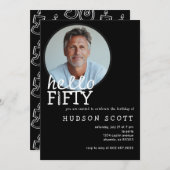 hallo 50e verjaardag partij kaart (Voorkant / Achterkant)