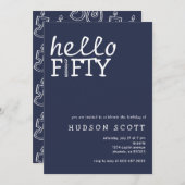 hallo 50e verjaardag partij kaart (Voorkant / Achterkant)