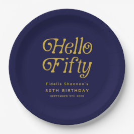 hallo 50e verjaardag van de 50e verjaardag van de  papieren bordje