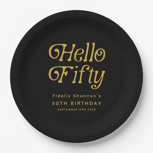 hallo 50e verjaardag van de 50e verjaardag van de  papieren bordje (Voorkant)