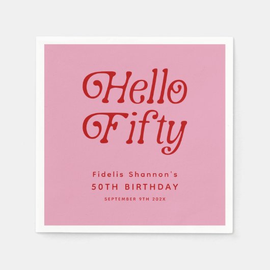 hallo 50e verjaardag van de 50e verjaardag van de  servet (Voorkant)