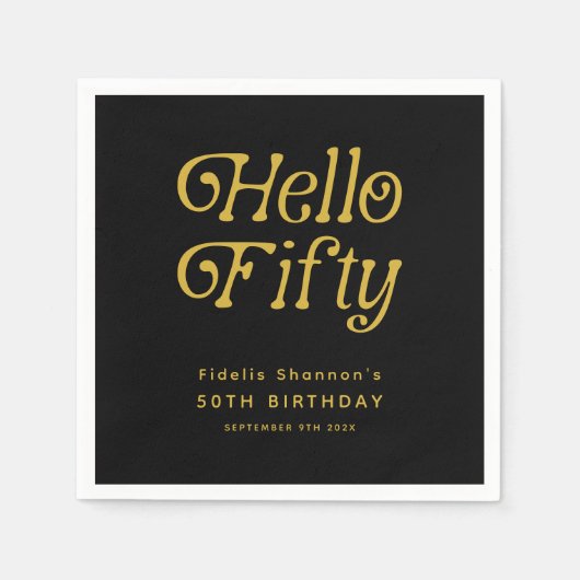 hallo 50e verjaardag van de 50e verjaardag van de  servet (Voorkant)