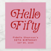 hallo 50e verjaardag van de 50e verjaardag van de  wijn etiket (Enkel label)