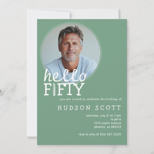 hallo 50e verjaardagsfeest kaart (Voorkant)