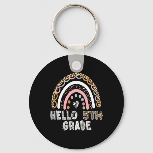 hallo 5e graad Leopard Rainbow 5e Grade Teache Sleutelhanger (Voorkant)