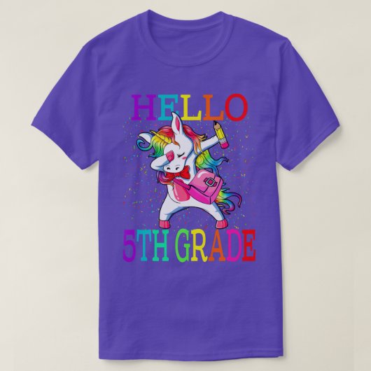 hallo 5e graad Unicorn terug naar school T-shirt (Design voorkant)