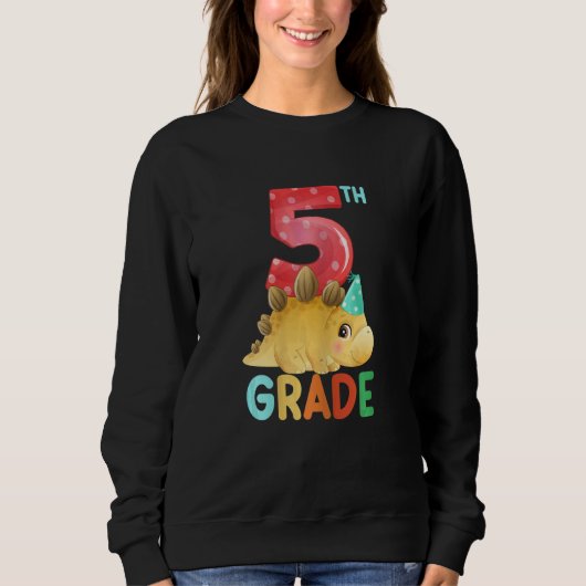 Hallo 5e klas dinosaurus rex terug naar school trui (Voorkant)