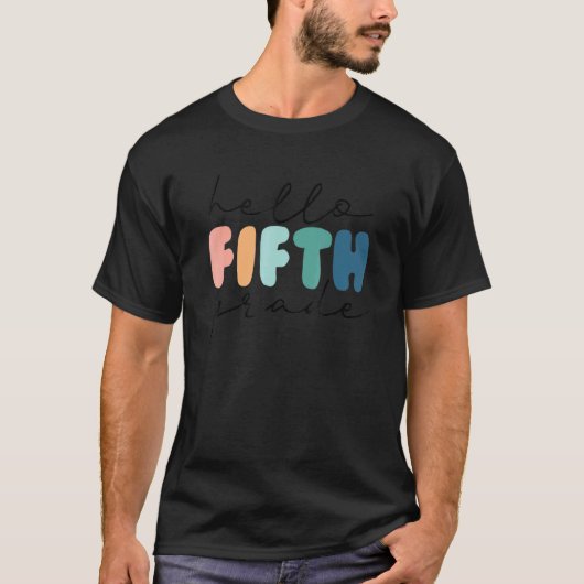 Hallo 5e klas eerste schooldag terug naar school t-shirt (Voorkant)