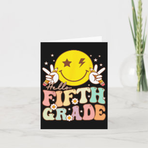Hallo 5e klas hippie glimlach gezicht 5e klas Byck Kaart