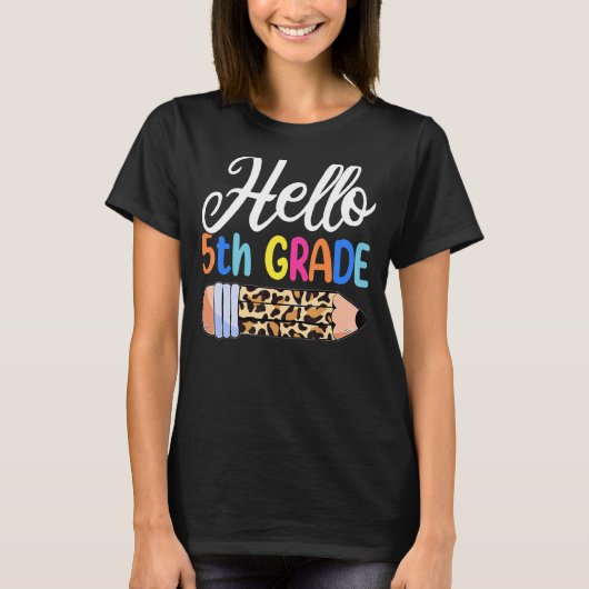 hallo 5e klas leraar eerste dag van de schoolloopb t-shirt (Voorkant)