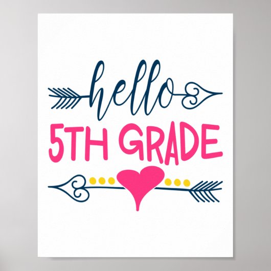 Hallo 5e klas leraar kinderen terug naar school ca poster (Voorkant)