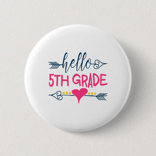 Hallo 5e klas leraar kinderen terug naar school ca ronde button 5,7 cm