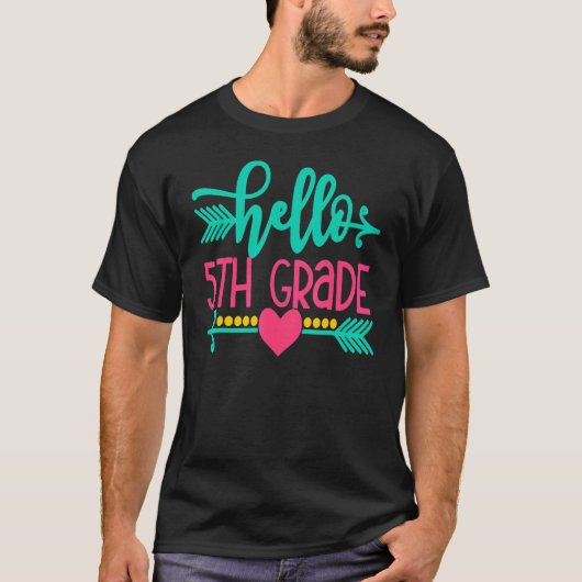 Hallo 5e klas meisjes terug naar school schattig h t-shirt (Voorkant)