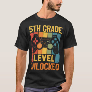 Hallo 5e klas niveau ontgrendeld videospel terug n t-shirt