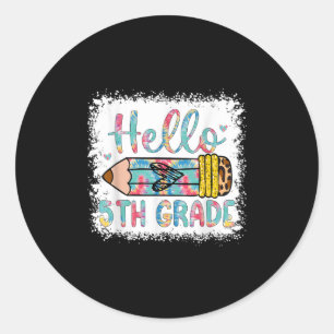 Hallo 5e klas terug naar school 5e klas jongen gir ronde sticker