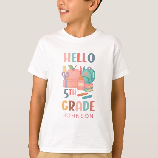 Hallo 5e klas terug naar school Kinder T-shirt (Voorkant)