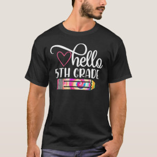 hallo 5e klas verf terug naar school leraarsschool t-shirt