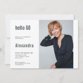 Hallo 60 ꟾ 60e verjaardagsfeestje aangepaste foto kaart (Voorkant)