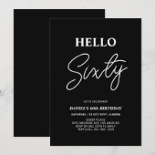 hallo 60 | Moderne zwarte 60e verjaardag Kaart (Voorkant / Achterkant)