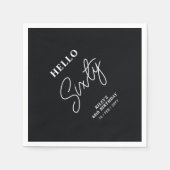 hallo 60 | Moderne zwarte 60e verjaardag Servet (Voorkant)