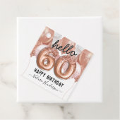 hallo 60 Roze Glitter Birthday-ballonnen Bedankjes Labels (In situ)