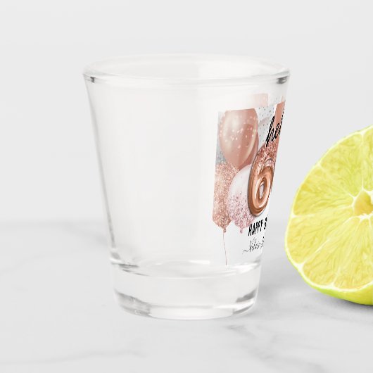 hallo 60 roze glitter Birthday ballons Shot Glass Shot Glas (Links)