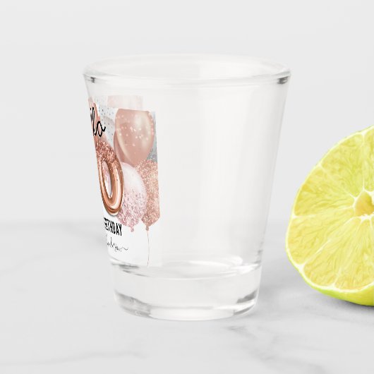 hallo 60 roze glitter Birthday ballons Shot Glass Shot Glas (Rechts)