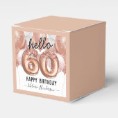 hallo 60 Roze Glitter Birthday Balloons Favor Box Bedankdoosjes (Voorkant Zijde)