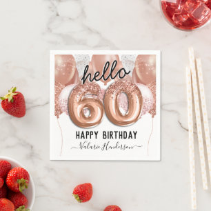 hallo 60 Roze Glitter Birthday Balloons Napkins Servet