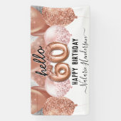 hallo 60 Roze Glitter Birthday Balloons Sign Spandoek (Verticaal)