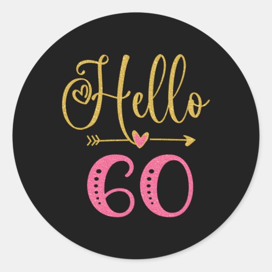 Hallo 60 'S 60e Ronde Sticker (Voorkant)